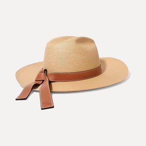 Loewe X Paula‘s Ibiza leather-trimmed straw hat